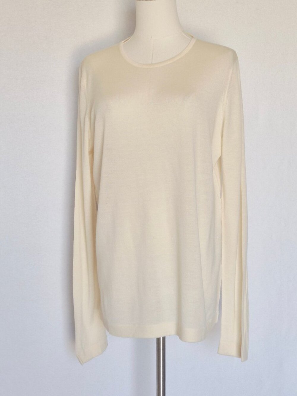 Genuine Scottish Knits 100% Merino Sweater Skipper Mill Langhlom Ivory Womens XL